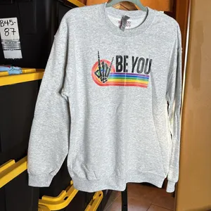 NWT ALLGOOD Artistry ‘Be You’ Skeleton Hand Rainbow Pride Sweatshirt Gray Sz Med thumbnail 8