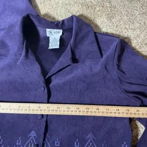 K Studio Purple Faux Suede Dress‎ Embroidered Jacket 2 Piece Set Womens 12 thumbnail 4