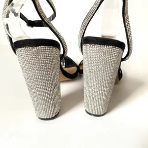 ASOS Design Hot Step Embellished Rhinestone Block Heel Black Sandals size 5 thumbnail 13
