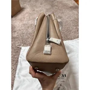 Coach Pebbled Lora Carryall Leather Shoulder Satchel in Taupe thumbnail 10