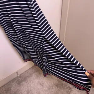 THML‎ Women Maxi Dress Medium Blue White Striped Red Embroidered Boho Resort thumbnail 6