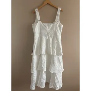 Lulus Elinore White Jacquard Tiered Midi Dress Size XL Feminine Bride Sleeveless thumbnail 5