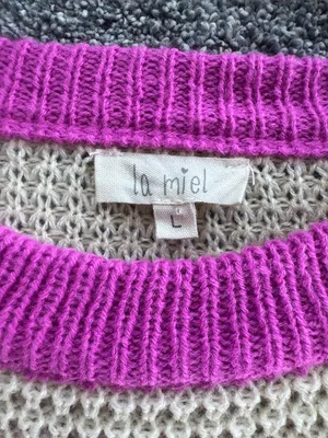 Striped Pink and Cream Knit Sweater Size L thumbnail 4