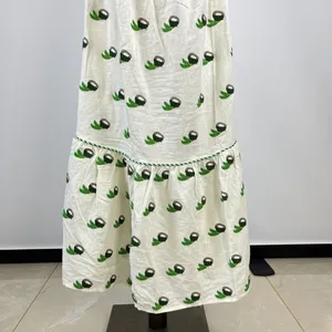 NWOT Farm Rio Linen Blend Cutout Tie Front Embroidered Tiered Midi Dress Size XS thumbnail 4