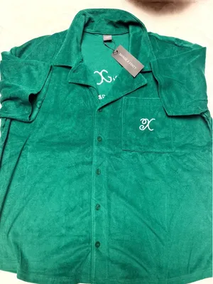 Savage X Fenty Terry Cloth Button Up Shirt Embroidered Medium NWT thumbnail 2