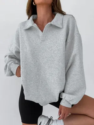 NWT! Commense Light Gray Minimalist Polo Sweatshirt Size XS thumbnail 1