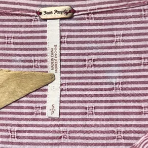 Free People Striped Button Down Shirt Pink White Oversized‎ Small thumbnail 2