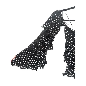 SEEK THE LABEL Polka Dot Ruffled Off Shoulder‎ Blouse Black Small thumbnail 4