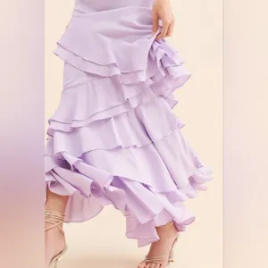 La Femme New Sz Xs 0/3 Ruffle Maxi long Dress Let Me Be forever that girl purple thumbnail 3