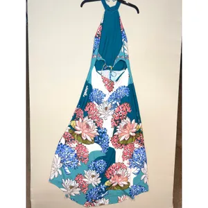 Agua Bendita Darmy blue floral Maxi halter Dress Large thumbnail 7