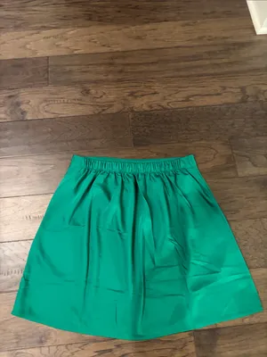 New With Tags JCrew Factory Kelly Green Satin Skirt Sz S thumbnail 5