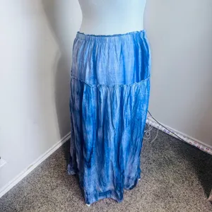 Honey Belle Blue Tie Dye Maxi Skirt Large Boho Tiered Ruffle Peasant thumbnail 3