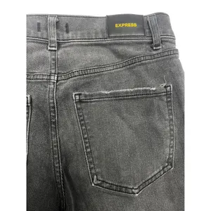 Express Modern Straight Jeans 8R Super High Rise Black Distressed Raw Hem thumbnail 6