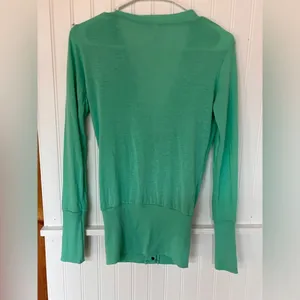Col-Story Green V-Neck Long-Sleeve Cardigan thumbnail 3
