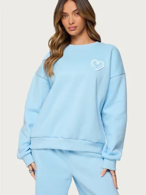 NWT Edikted Love Oversized Sweatshirt light blue size medium thumbnail 1