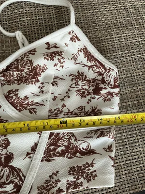 SHEIN Toile Corset Top & Maxi Skirt Set Brown Cream M thumbnail 12