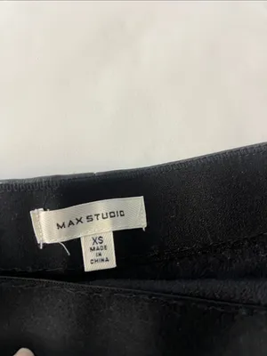 MAX STUDIO Black Faux Leather Mini Skirt A Line Soft Pull On XS $118 thumbnail 4