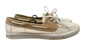 Tommy Hilfiger‎ White & Tan Slip On Boat Shoes 8 thumbnail 1