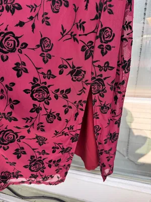 Z🐞Inspired Hearts Wine Red Floral Dress thumbnail 2