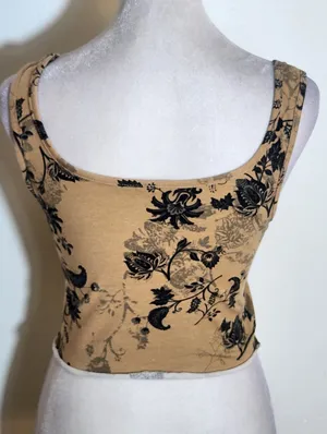 Brown and Black Floral Crop Top Size Large thumbnail 3