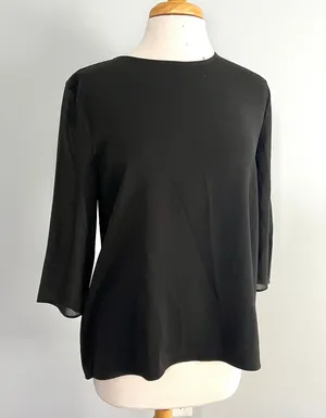 Black 3/4 Sleeve Blouse Top Shirt thumbnail 4