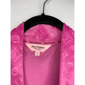 Juicy Couture Velour Monogram Robe Pink Size L/XL Bath Wrap Cozy Soft thumbnail 5
