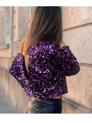NWOT ZARA Purple Sequin Top size s thumbnail 5