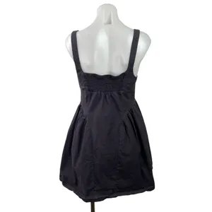 Free People Astrid Oxford Black Sleeveless Square Neck Button Down Mini Dress M thumbnail 3