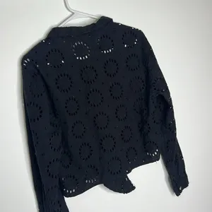 Zara Black Boxy Eyelet Long Sleeve Jacket Top thumbnail 7
