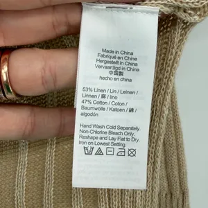 J.Crew Oversized‎ XS/S Beige Linen Cotton Ribbed V-Neck Sweater Pullover thumbnail 5
