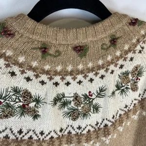 Croft & Barrow Women's Size Small Fair‎ Isle Pinecone Zip Up Cardigan Sweater thumbnail 9