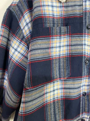 Aerie Cropped Plaid Sherpa-Lined Jacket in Navy thumbnail 12