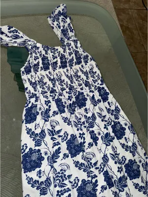 THML Blue and White Smocked Sundress thumbnail 2