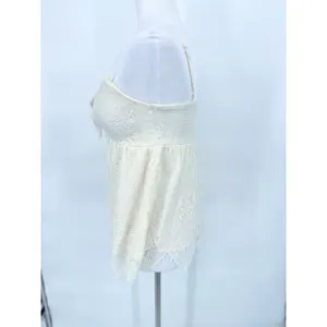 Babydoll Lace Ivory Tank Top‎ Y2K Size Medium Coquette Romantic Boho Festival thumbnail 3