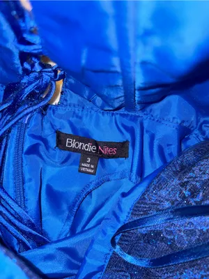 NWT Blondie Nites Womens Size 3 Royal Blue Sequin Corset Lace Up Party Dress thumbnail 5