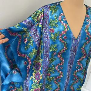 Winlar Blue Purple Floral Kaftan thumbnail 4