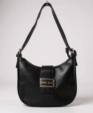 Women’s Black Faux Leather Small Hobo Bag thumbnail 1