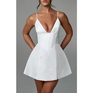 NWT Babyboo Sela Ivory Lace Up Corset Fit & Flare Mini Dress Womens Size S Small thumbnail 6