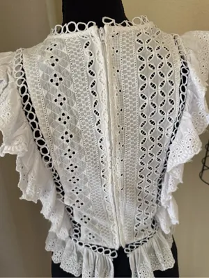 DO+BE White Eyelet Ruffle Lace Peplum Top Size Small thumbnail 6