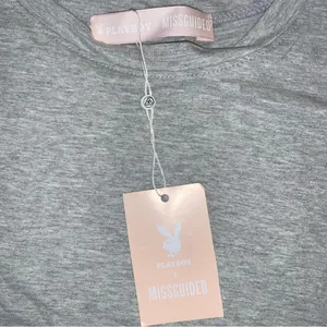 Playboy x Misguided Mission Statement T- Shirt Dress Grey/ Pink New with Tags thumbnail 10