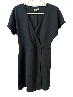 Madewell Cross-Front Flutter-Sleeve Mini Dress in Dark Nightfall Sz M‎ thumbnail 1