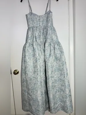 Maison Amory Sky Blue Floral Strapless Sweetheart The Windsor Maxi Dress thumbnail 14
