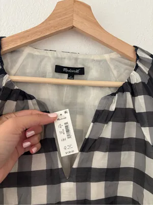 Madewell Bubble-Sleeve Top in gingham new nwt thumbnail 3