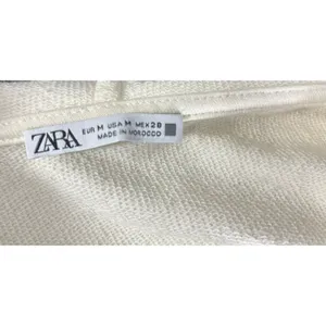 Zara Cropped Hoodie White Sweatshirt Shrug Medium Cotton Festival Minimalist thumbnail 10