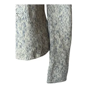 By Next Era Sweater Women Medium Blue White Cable Knit Hooded Pullover‎ Tassel thumbnail 5