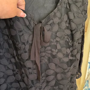 Garnet Hill Black Floral Lace Dress thumbnail 5