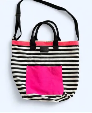 Vintage Y2K Victoria’s Secret Pink Striped Tote Bag Beach Shoulder Bag 💗 thumbnail 1