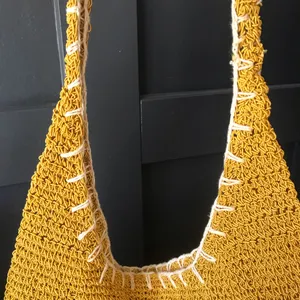Flower Embroidered Crochet Net Crossbody Bag thumbnail 4