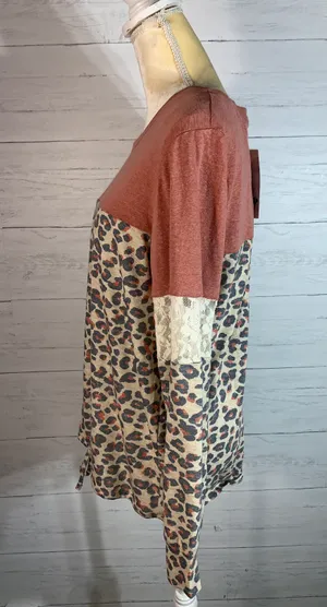 Jolt colorblock animal print lace pullover size XL womens thumbnail 4