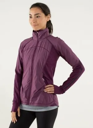 Lululemon Women's Can't Stop Jacket Hyper Stripe‎ Plum size 6 Small athleisure thumbnail 1